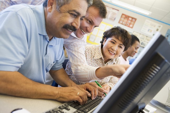 Older learners in computer class